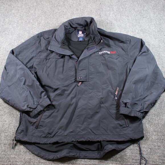 Chaps Ralph Lauren Jacket Mens Large Black Quarter Snap Pullover Windbreaker - Picture 1 of 9